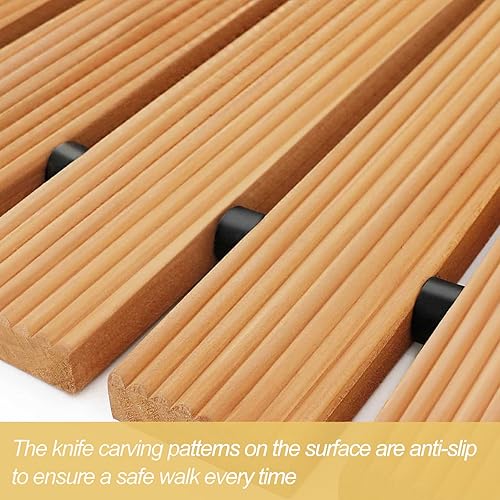 Miniatura 5 de Camino de jardín de madera de 6 pies, camino curvo de madera enrollable, pasarela resistente a la intemperie para patios al aire libre, pasarela de