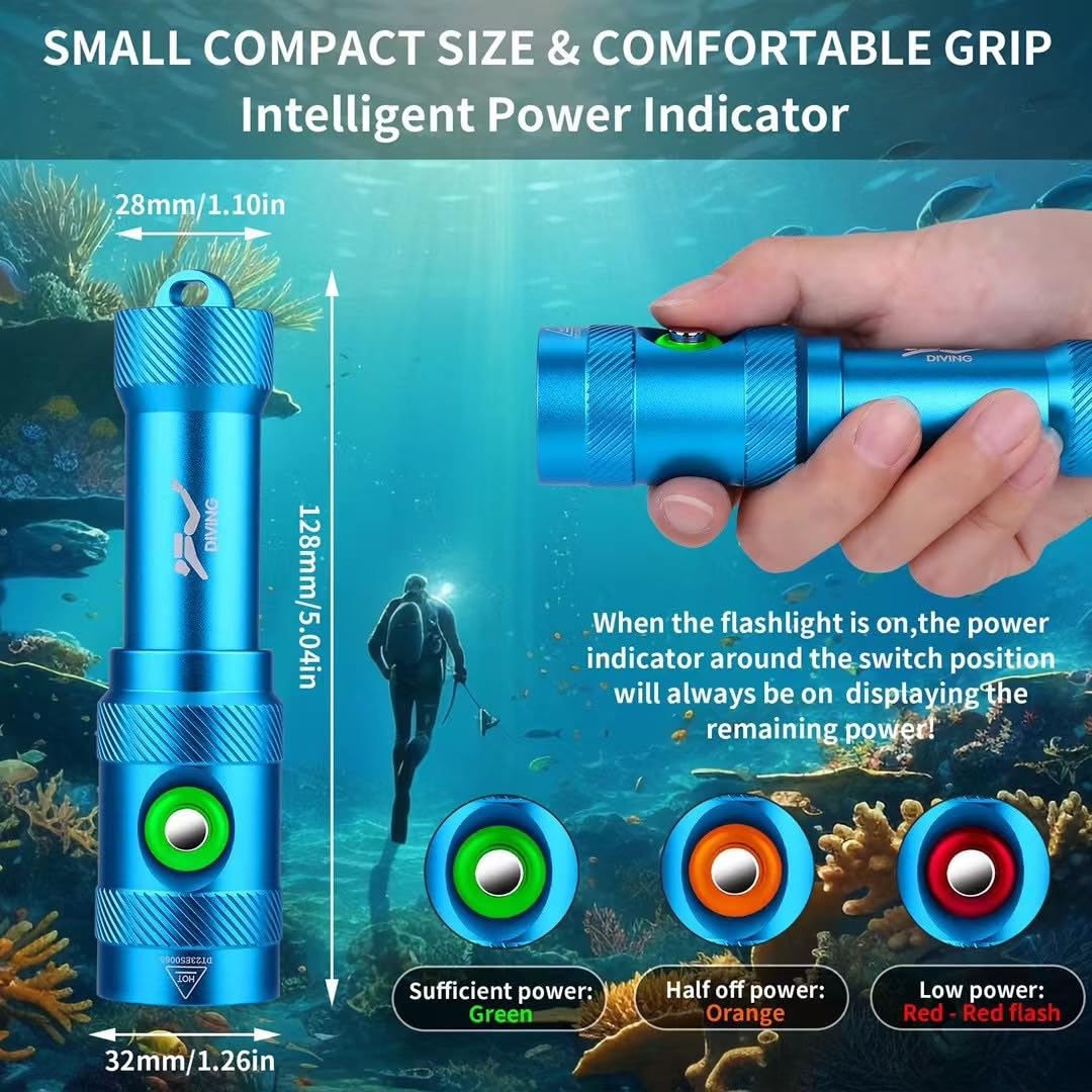 POCKETMAN Torcia Subacquea LED 400 Lumen, Impermeabile IPX8 Fino A 100m - Con Cinturino