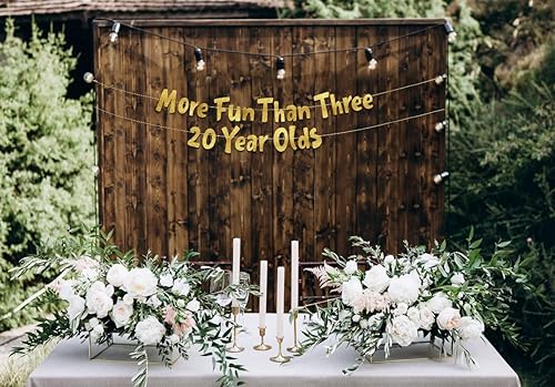 Miniatura 2 de Cartel dorado con purpurina More Fun Than Three 20 Years  Cartel de fiesta de cumpleaños 60  Decoraciones y suministros para fiesta de cumpleaños 60