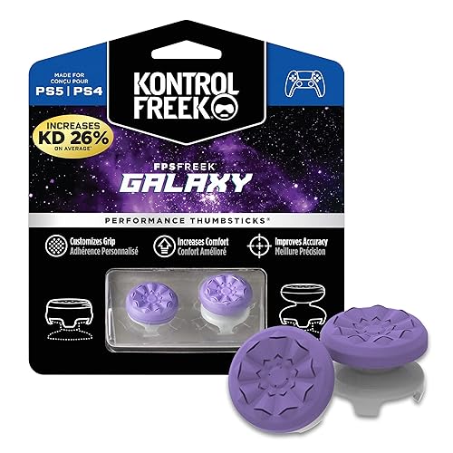 KontrolFreek FPS Freek Galaxy Purple para PlayStation 4 PS4 y PlayStation 5 PS5  Palillos de rendimiento  1 de tiro alto 1 de tiro medio color morado