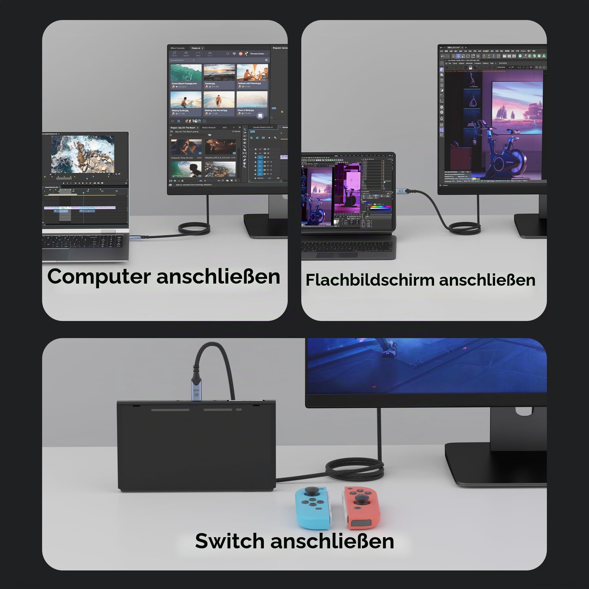 USB C Kabel auf USB C 6M, USB 3.2 Gen2 Typ C ladekabel, 20 Gbps Datenübertragung, 100W 20V/5A Schnellladekabel,4K @ 60Hz Videoübertragung Kompatibel für thunderbolt 4/3