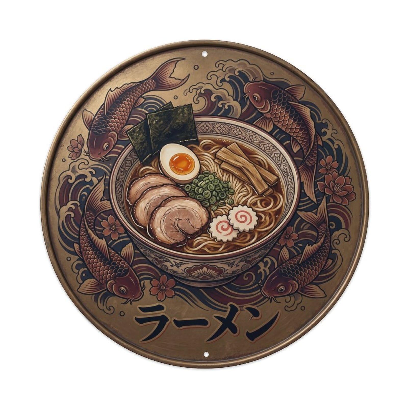 Cxhjca 8X8inch(20X20cm) Japanese Ramen Noodle Bowl Retro Shop Noodles Kitchen Metal Tin Sign