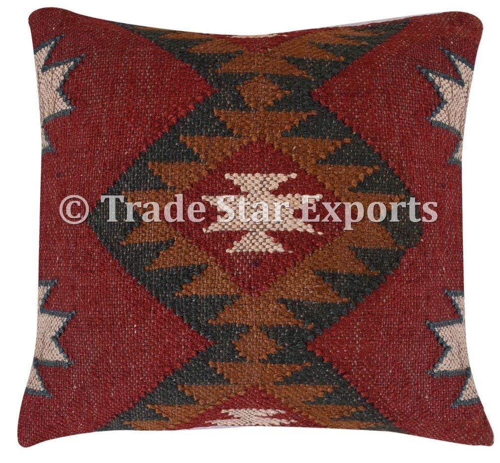 Trade Star - Juego de 4 fundas de cojín hechas a mano,cojín de decoración para el hogar para sala de estar,cojín de 18 "x 18" pulgadas para sofá,cojín kilim,funda de cojín de yute