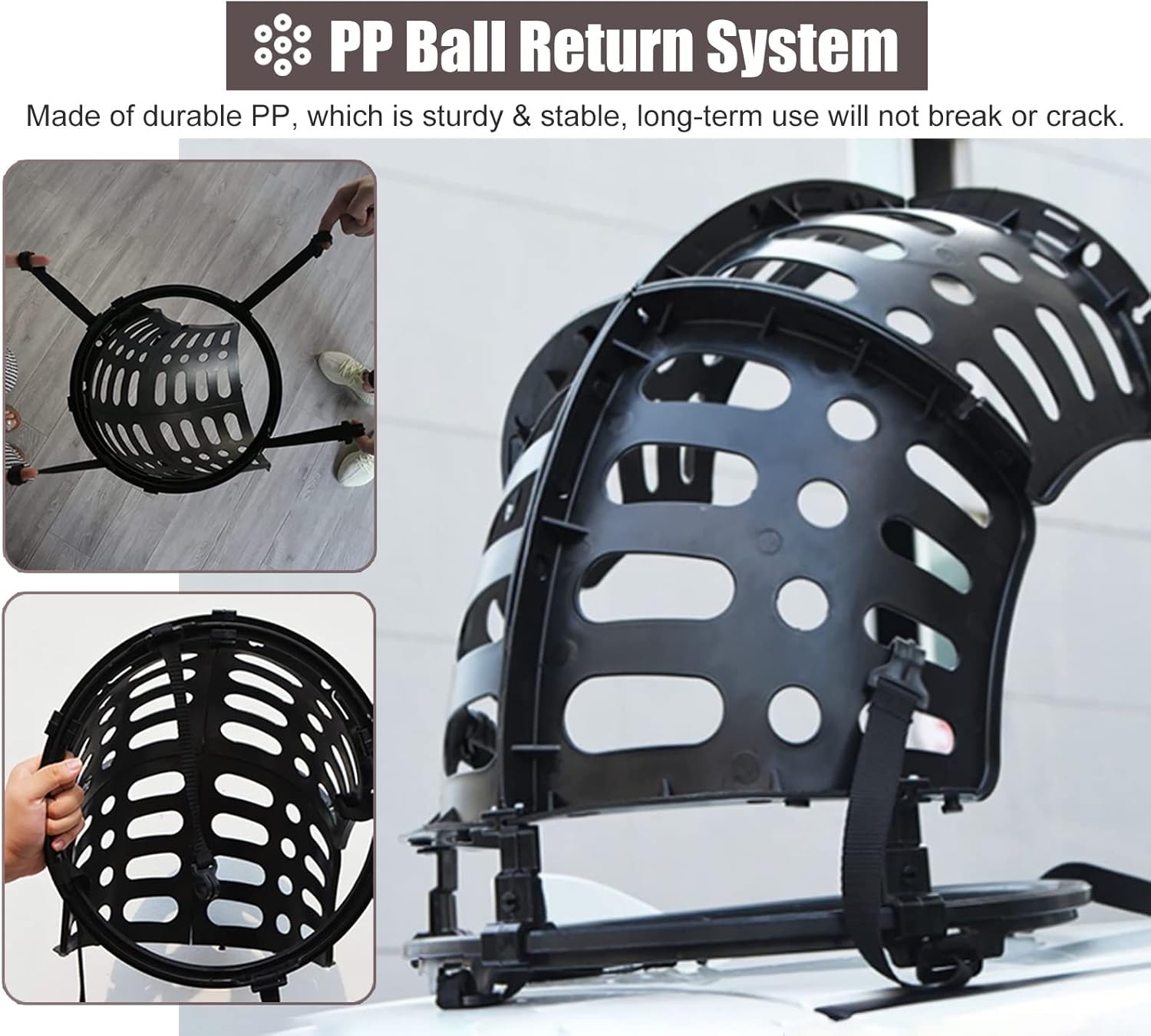 Basketball Shot Return Apparatus Returner Portable Attachment Black Ball - Supports 360° Rotating Shooting Aid Trainer Easy to Install