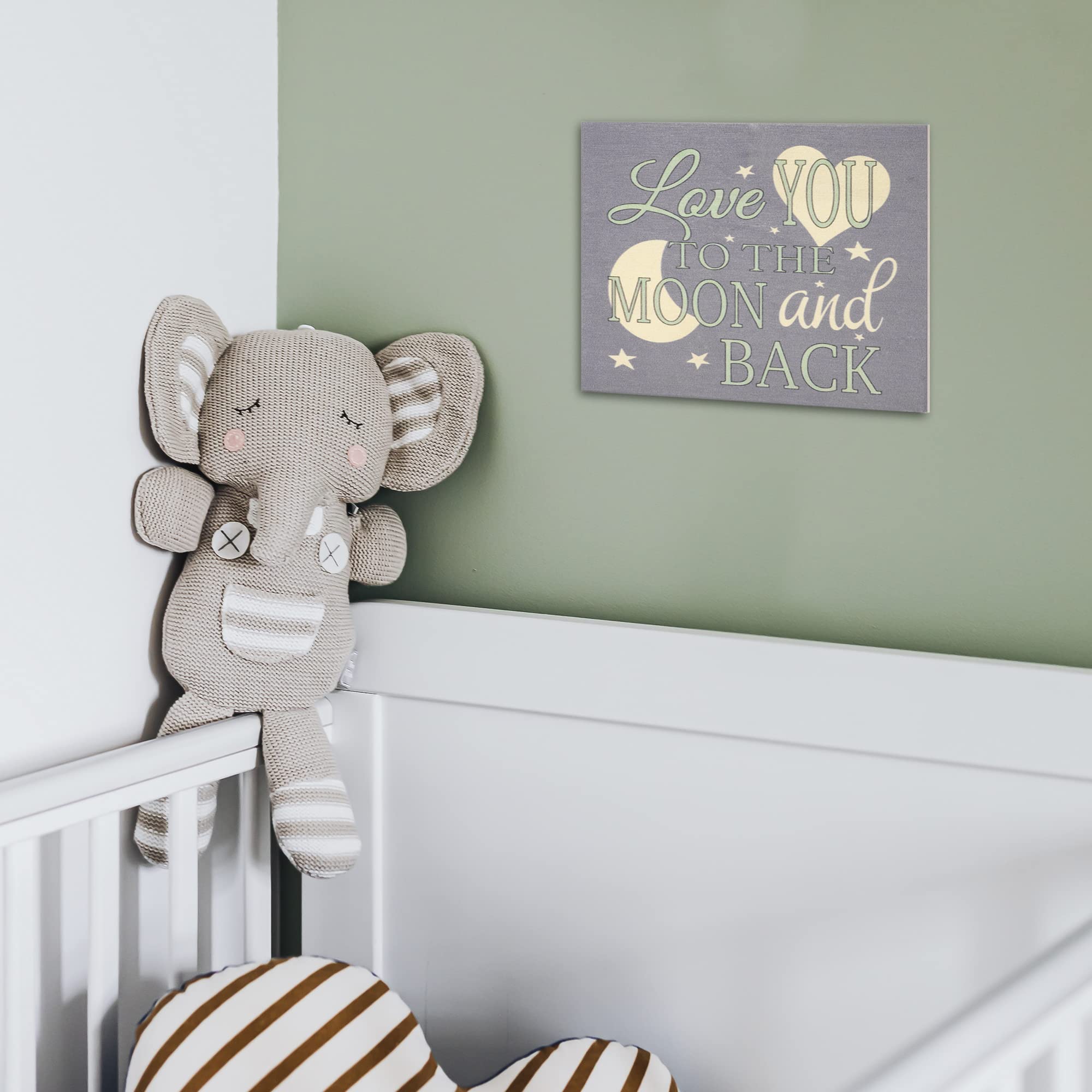 Nursery Wall Decor Sign - "Love You To The Moon And Back" Wooden Baby Room Decor, Handmade USA