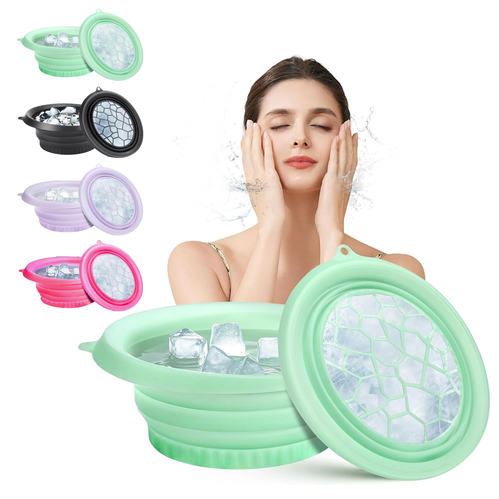 nnOuOnn Silicone Ice Face Bowl, Foldable Facebowl with Built-in Icetray, Quick Cooling for Face Ice Bath Puffiness Relief