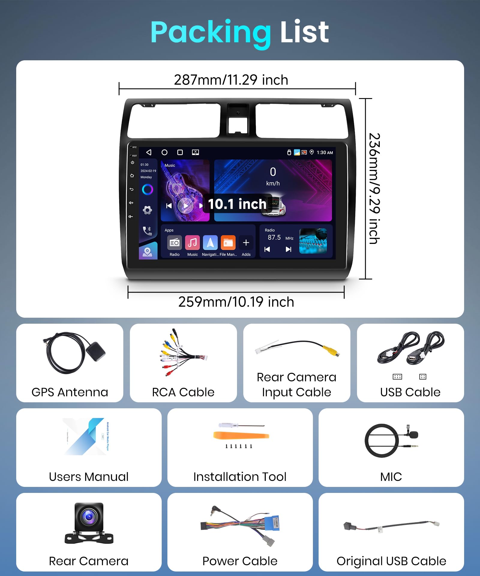Rimoody 4 + 64G bezprzewodowe radio samochodowe Carplay do Suzuki Swift 2003-2010, 10" HD Android 13 radio samochodowe z Androidem samochodem, nawigacją, GPS, Mirror Link, Bluetooth,