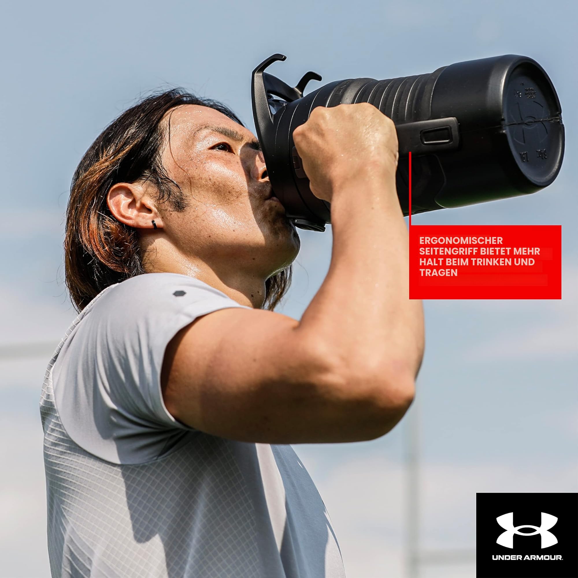 Under Armour Isolierte Wasserflasche mit Griff, Sport-Wasserkrug, Zaunhaken, auslaufsicher, für Baseball, Fußball und mehr
