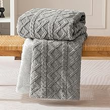 MIULEE Christmas Sherpa Blanket for Couch Sofa Chair, Thick Warm Reversible Sherpa Fleece with 3D Stylish Jacquard Weave, Super Soft Cozy Fluffy Plush Fuzzy Throw for All Season, Twin Size 60x80, Grey