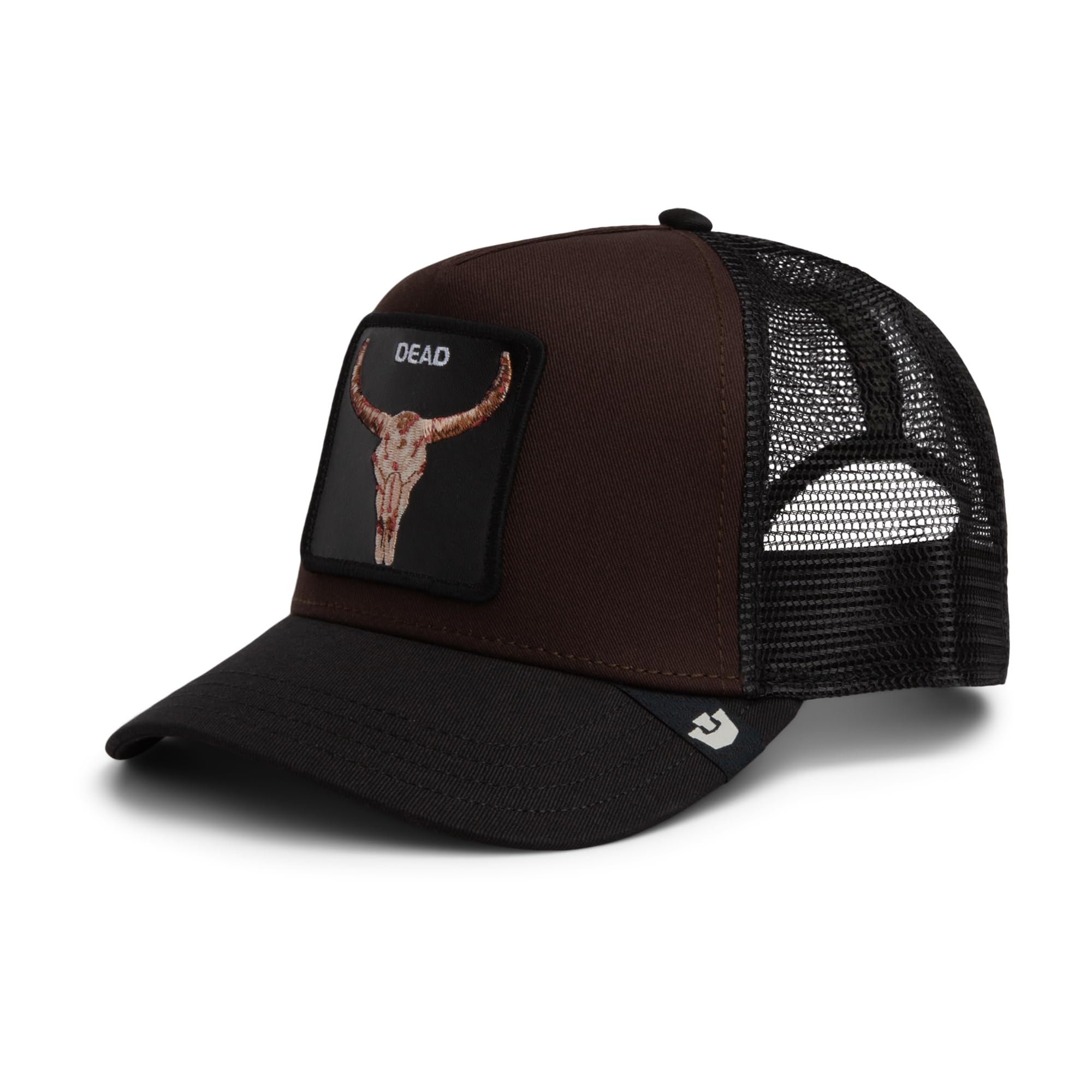 Goorin Bros Gorra Trucker The Farm Dead Skull, Marrón y Negro, con Parche Bordado de Calavera