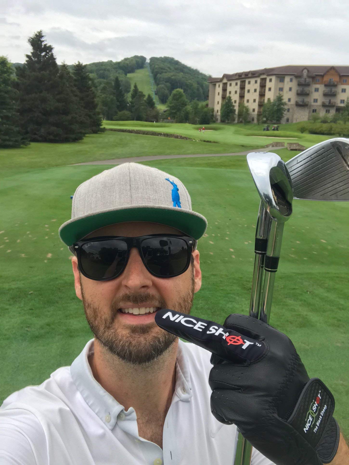 Nice Shot The Bird - Guanto da golf da uomo, in vera pelle Cabretta AAA, colore: nero