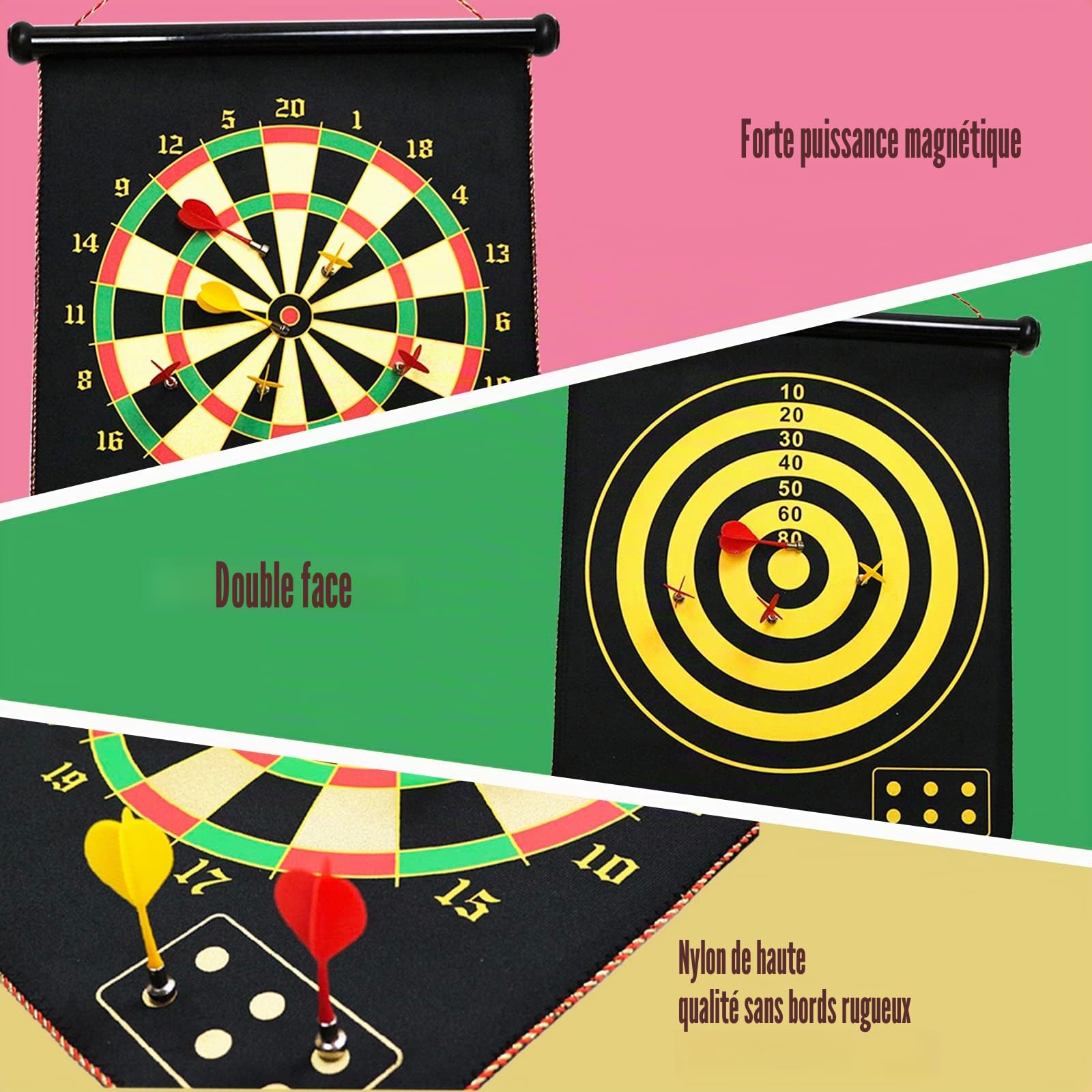 HelaCueil Magnétique Cible de Fléchette Ø38cm - Sécurisé pour Enfants et Adultes Jeu de Fléchettes