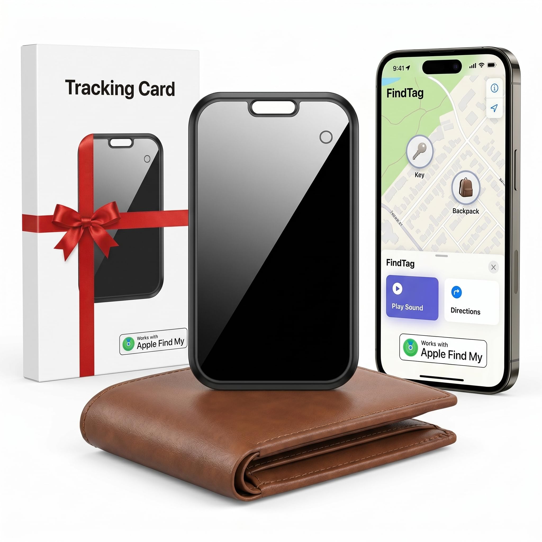 Photo 1 of Wallet Tracker Card [Apple MFi Certified] (iOS Only) Ultra Slim Tracking Tag for Apple Find My Bluetooth Item Finder Air Smart Tag Locator with Wireless Charging Waterproof for Passport Key Bag Purse
