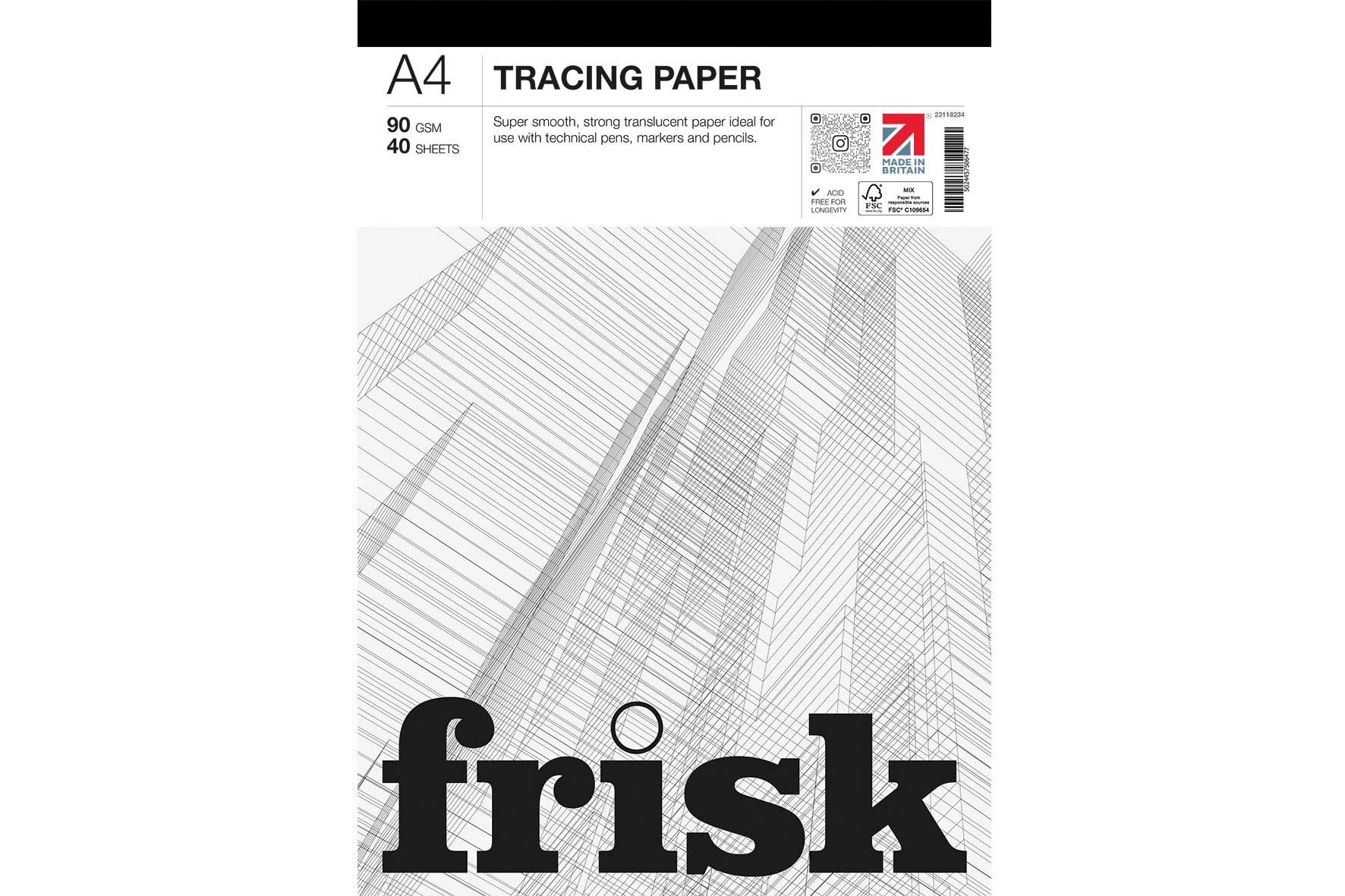Frisk Tranparent 23118234 Tracing Paper Pad A4 90Gsm,