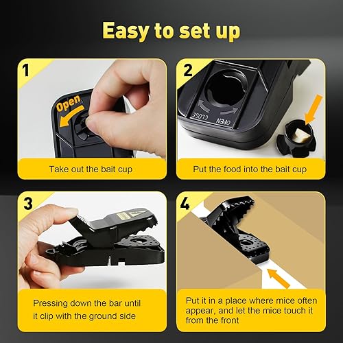 Miniatura 7 de Paquete de 12 trampas para ratones, uso en interiores y exteriores, trampas para ratones pequeñas para el hogar, trampas para ratones reutilizables,