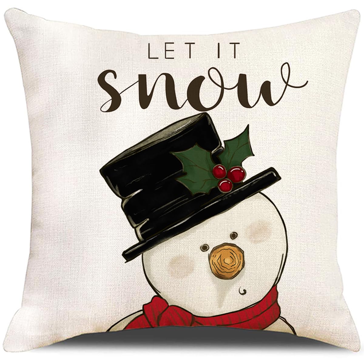 ZHAOMIMI Set di 4 Cuscini Divano cuscini natalizi Alce cappello Cotone Biancheria Decorativo cuscini natale 45x45 cm