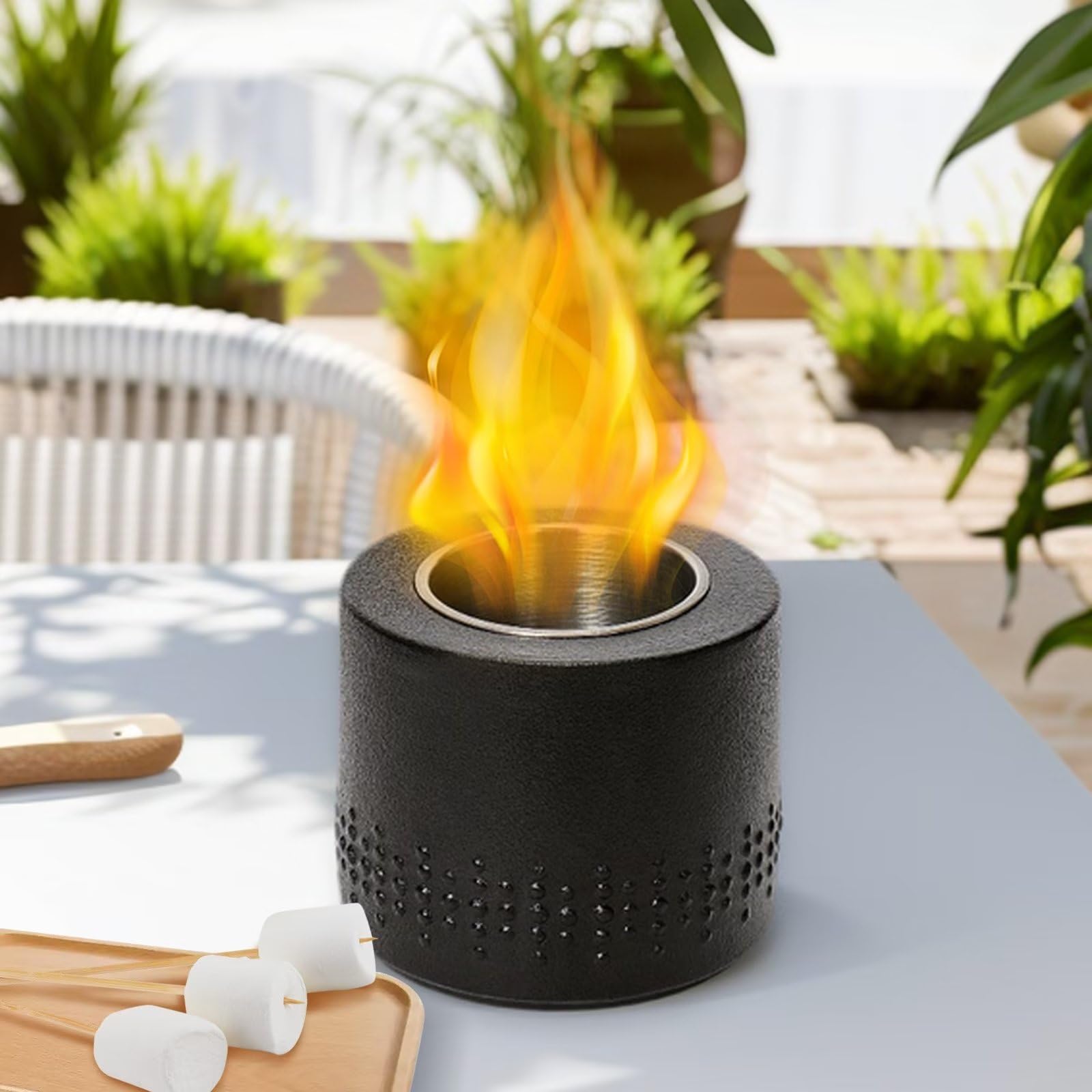 Tabletop Fire Pit, Portable Table top Fire Pit, Mini Black Ceramic Fire