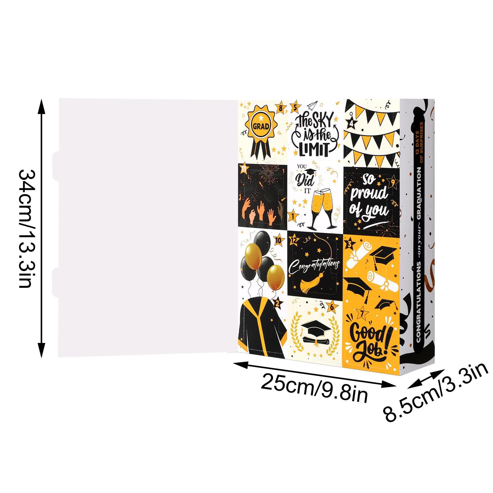 12 Days Graduation Advent Calendar Empty Gift Box,Graduation Countdown Calendar Gift Boxs,DIY Empty Gift Box for High School College, Keepsake Storage Container For Mementos,Gifts Not Included (Black) - 5