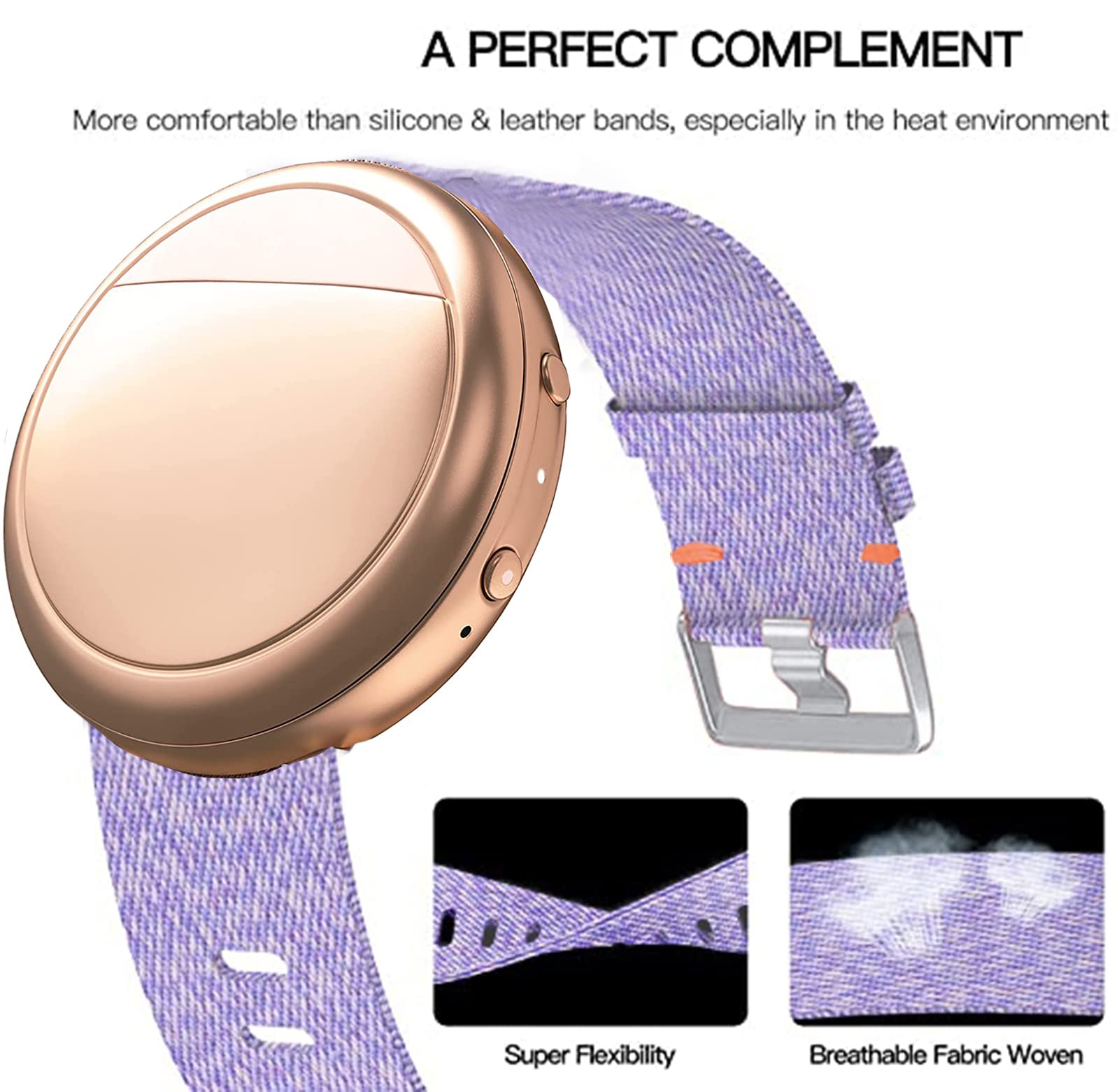 Lamshaw Compatible for Embr Wave 2 Band, Breathable Nylon Woven Fabric Replacement Accessory Strap Compatible for Embr Wave 2 Thermal Wristband (Purple)