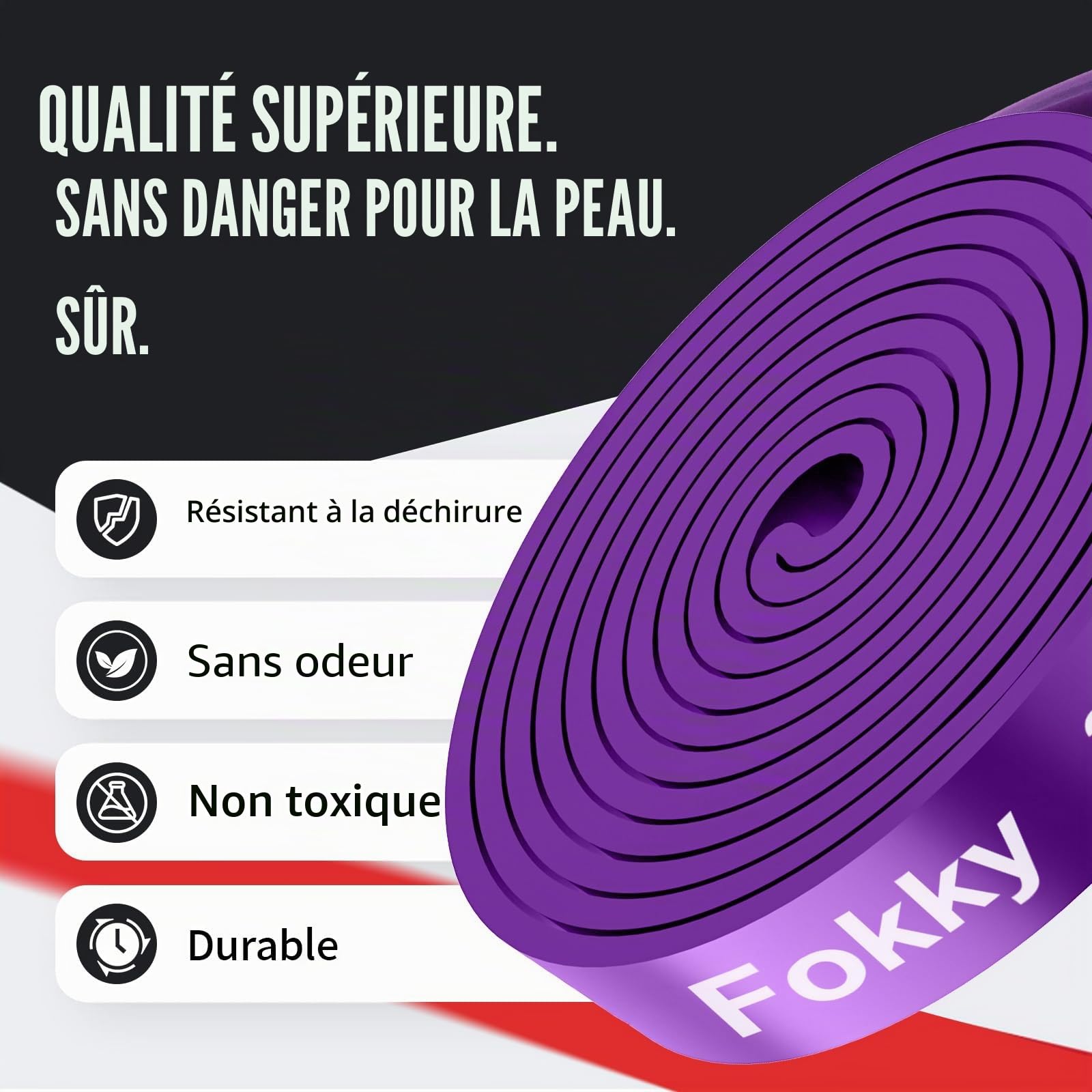 Bande Élastique Musculation Fokky avec 5 Niveaux de Résistance et Ancrage de Porte
