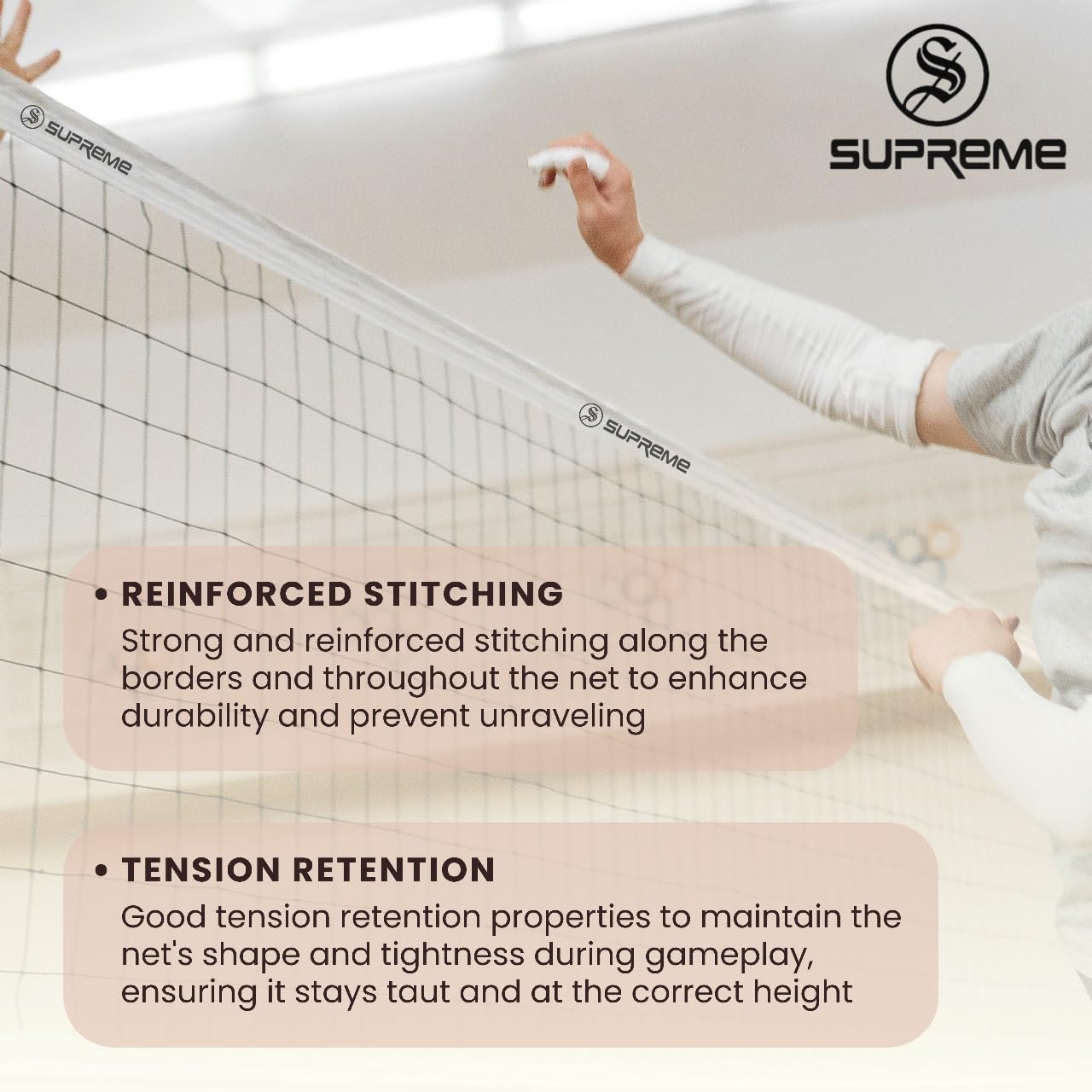 Supreme Throwball Net Power Tournament/Match Quality. (Pack of 1) (Black) 1