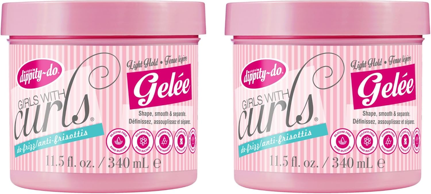 Dippity Do Girls with Curls Light Hold Gelee – Shape, Smoothe & Separate Your Curls – Formulated with Aloe, Vitamin E & Wheat Protein for Frizz-Free & Never Crunchy Curls – 340 mL/11.5 fl oz – 2 Pack