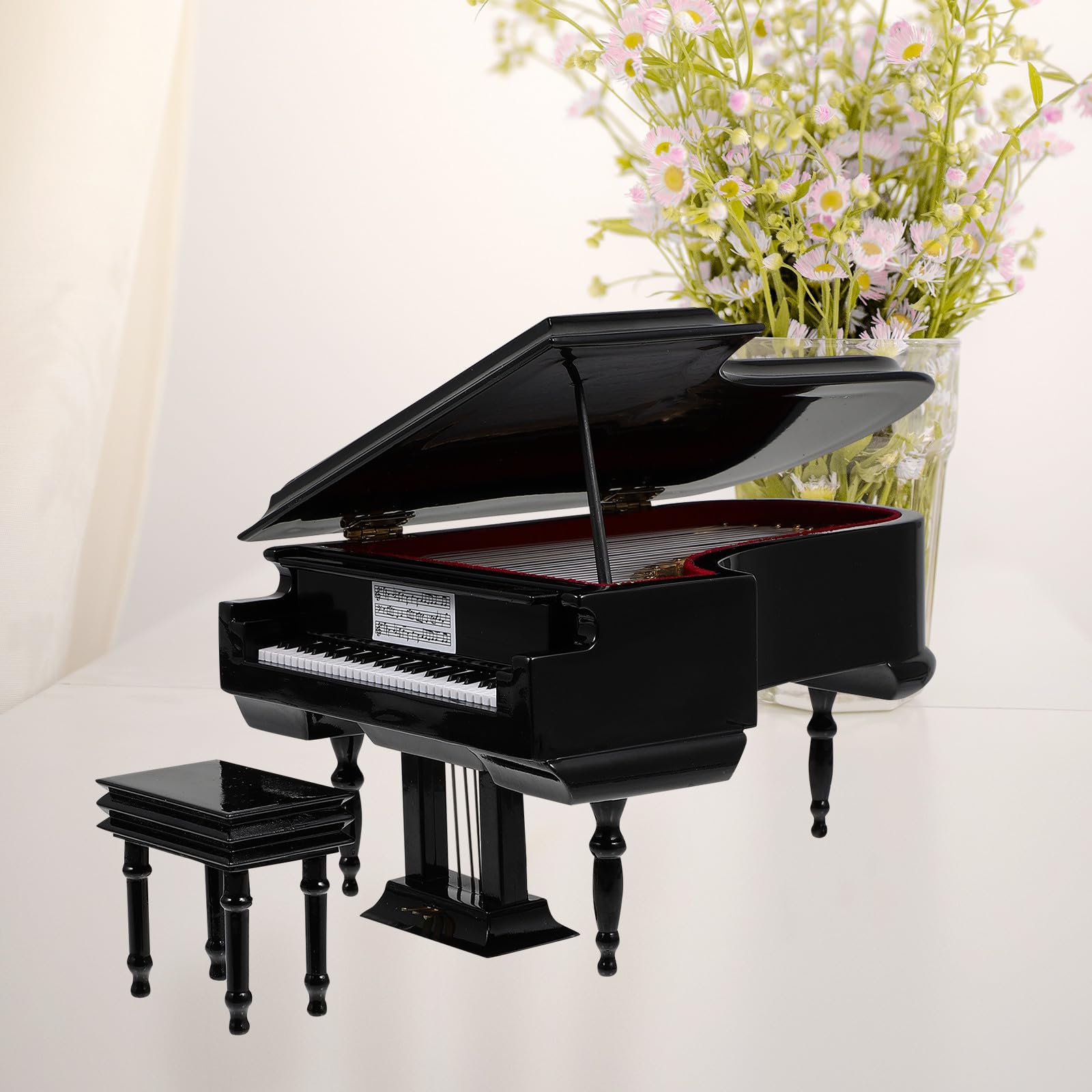 Operitacx Mini Carillon Pianoforte da Tavolo in Nero Decorazione Musicale retrò Regalo Elegante per Musicisti e Amanti della Musica