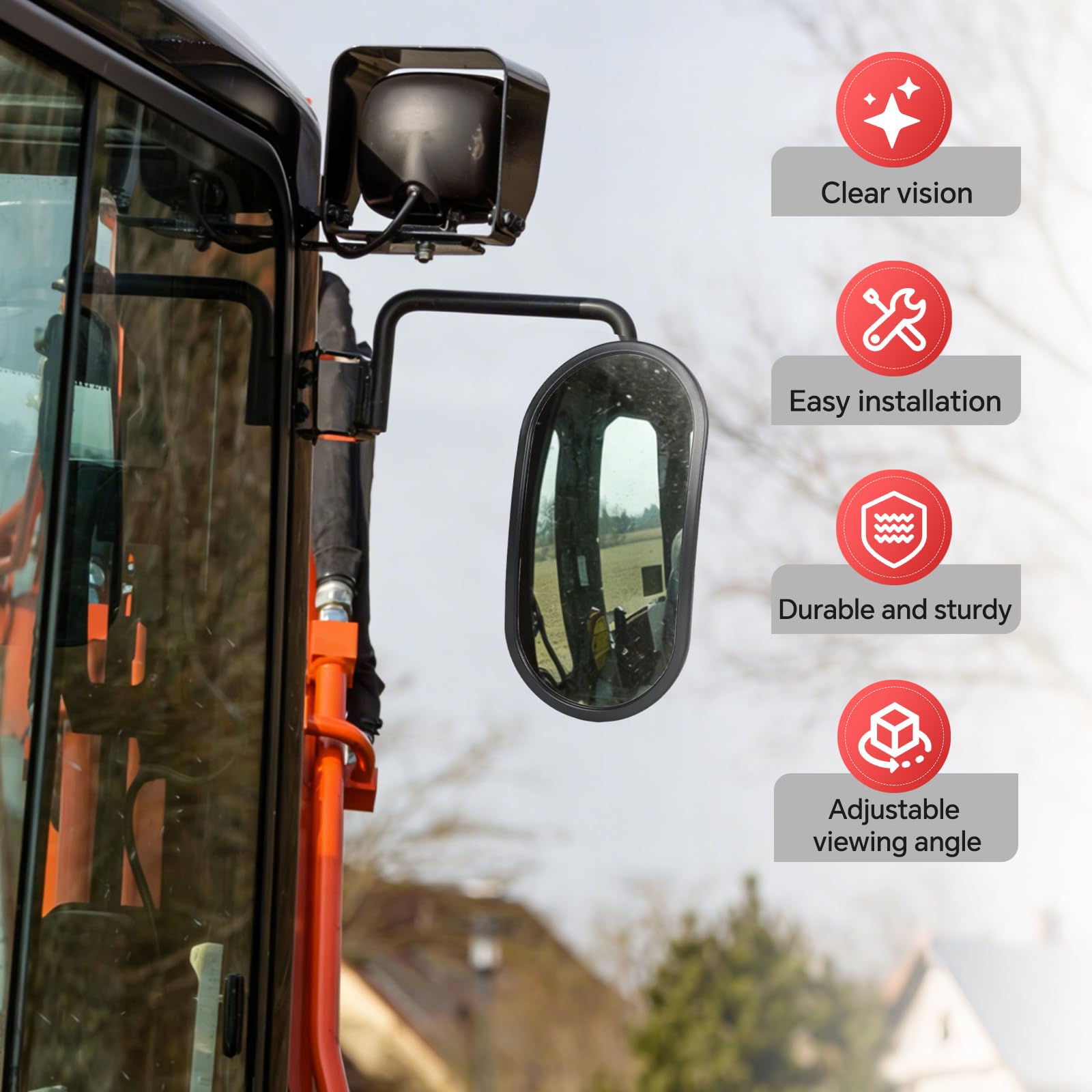 1 rétroviseur universel pour tracteur, 31 x 16 cm, en PVC, pour tracteur, camion, avec support pour l'agriculture