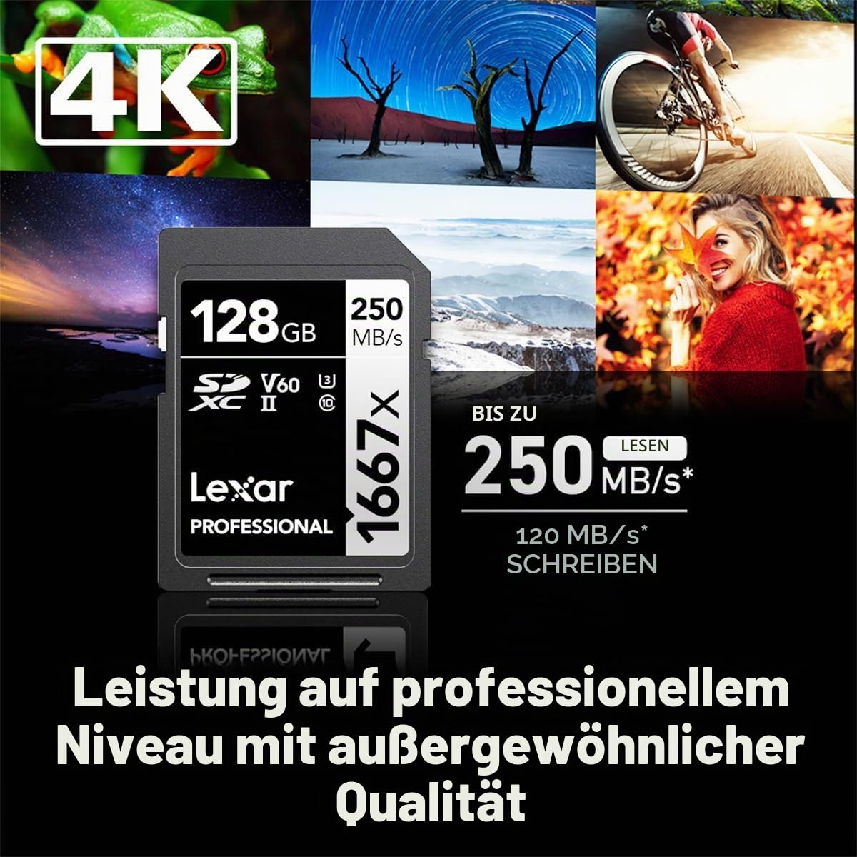 Lexar 128 GB (2er-Pack) Professionelle 1667x SDXC-Speicherkarten, UHS-II, C10, U3, V60, Full-HD und 4K-Video, bis zu 250 MB/s Lesen, für professionelle Fotografen, Videofilmer, Enthusiasten