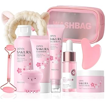 Sakura Face Care Skincare Set Beauty Set Girls Japan Sakura Skin Care Face Care Set Women Pamper Gift Set Women Teenagers Beauty Set Girls