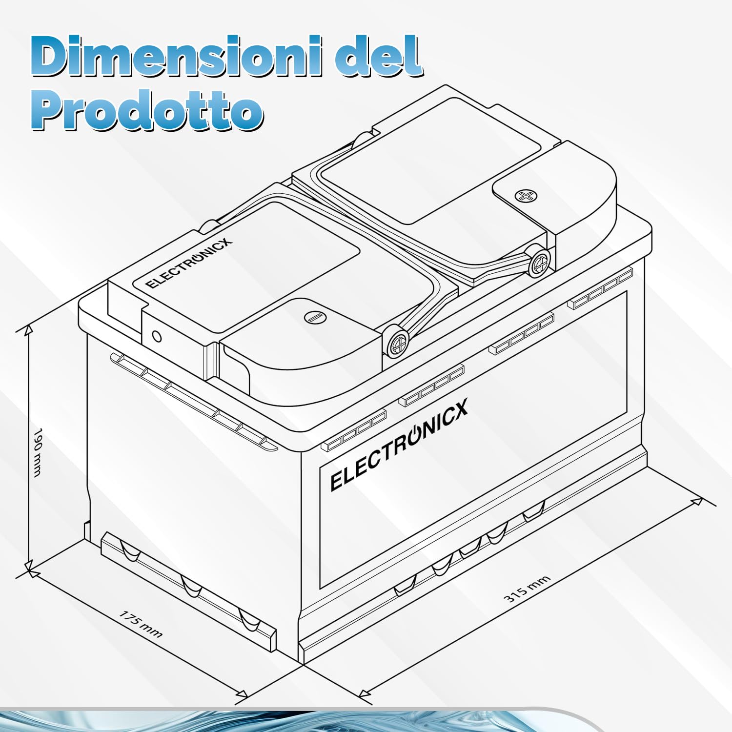 Electronicx Batteria di alimentazione GEL 12V 110Ah – Batteria GEL Deep Cycle 110 AH per camper, van, barca e impianto solare. Dimensioni: 315×175×190mm, riempita e carica, polo positivo a destra