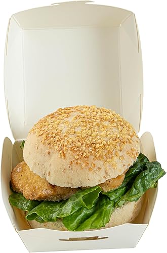 Miniatura 11 de Restaurantware Mini cajas de hamburguesas de 2.5 x 2.5 x 2 pulgadas, 100 recipientes de comida con tapa con bisagras, cajas desechables de papel