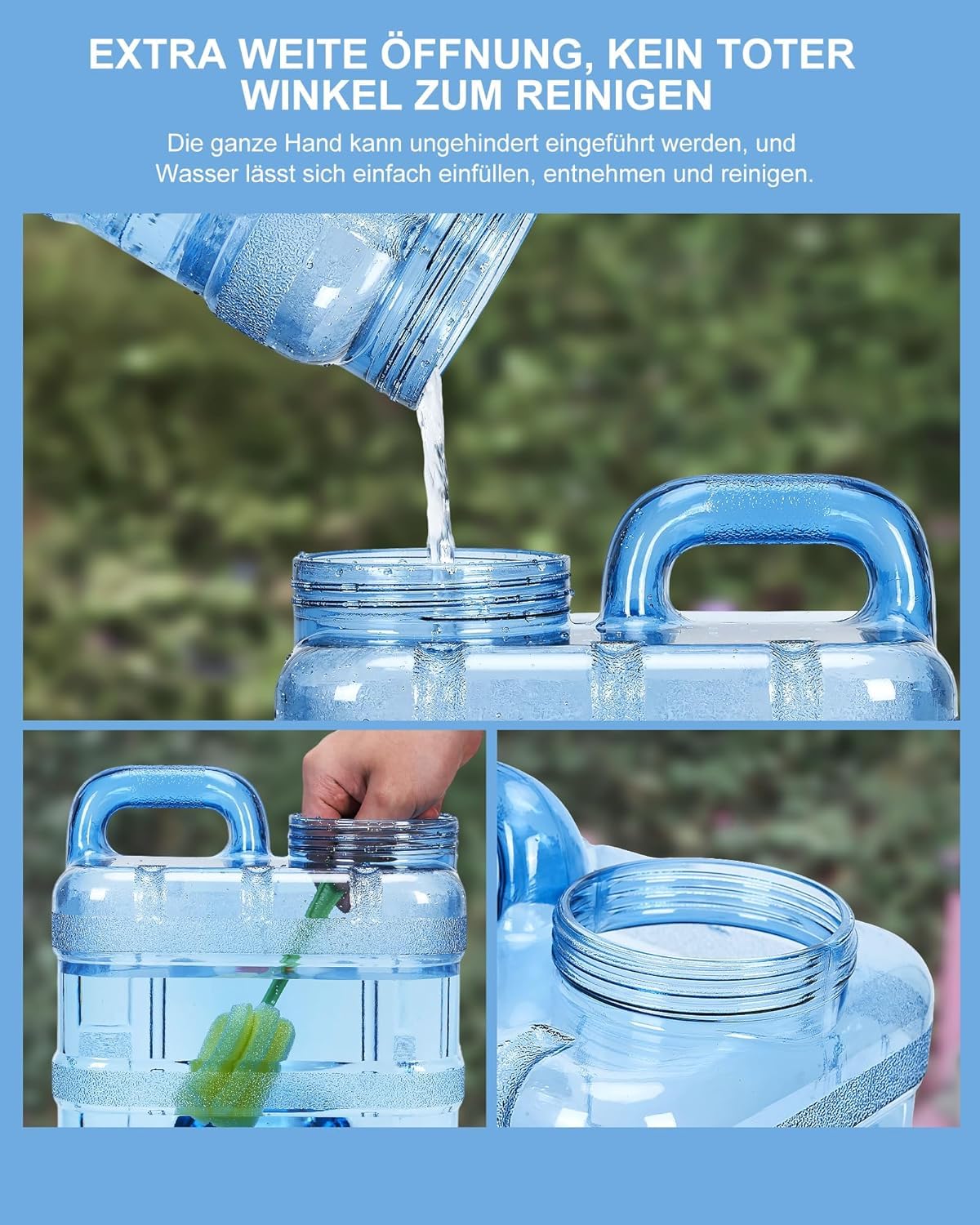 RUYI Waterjerrycan met kraan en schroefdeksel, camping-jerrycan, BPA-vrij, draagbaar waterreservoir met handvat voor caravans, picknick, wandelen, 20 liter, upgrade