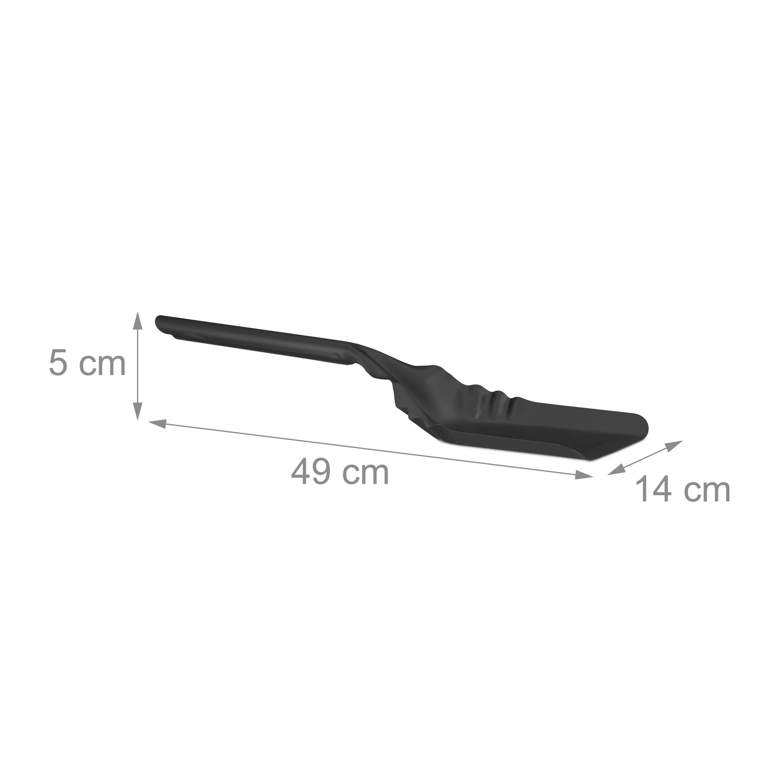 Relaxdays Łopatka do węgla płaska, 49 cm, do kominka i pieca, solidna stal, łopatka do kominka, łopatka do popiołu, czarna