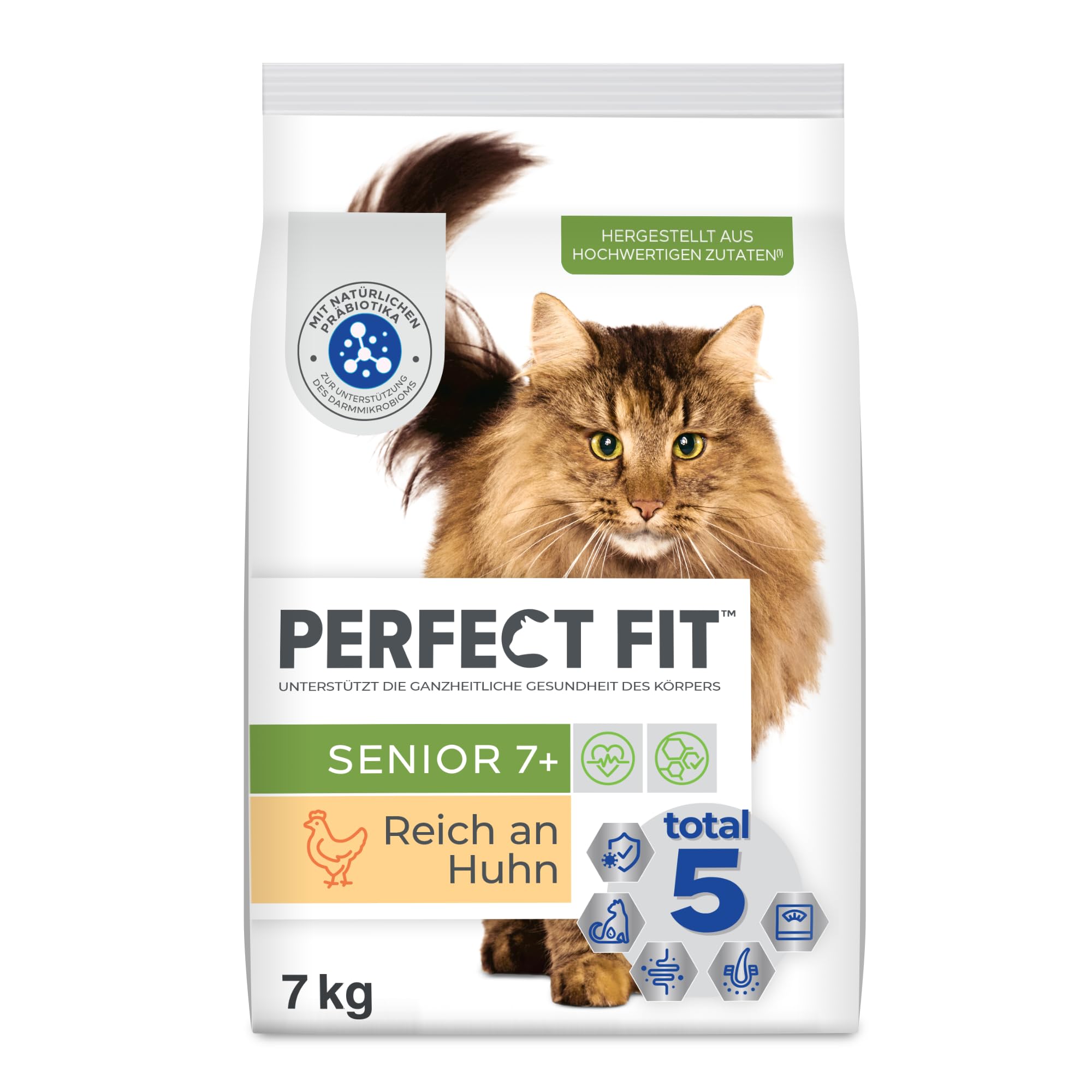 PERFECT FIT Senior Trockenfutter für ältere Katzen ab 7 Jahren - Huhn, 7 kg (1 Beutel)