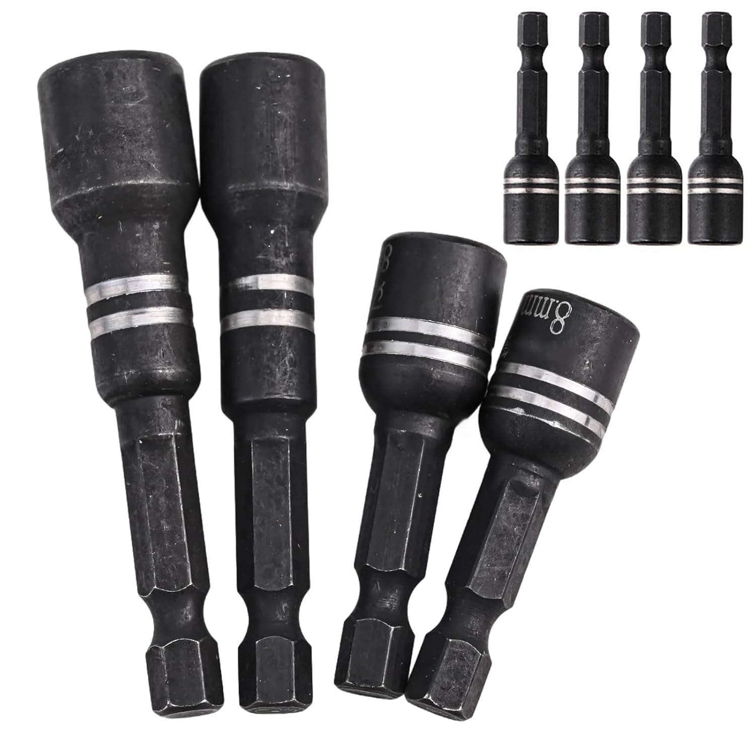 10 Pack Magnetic Nut Driver Set Power Nuts Driver Drill Bit Tools 10mm 8mm Hex Bolts to 1/4 Inch Drill Bit Shank Adapter for Metric Flange Bolt Cordless Driver Power Drill Electric Screwdriver