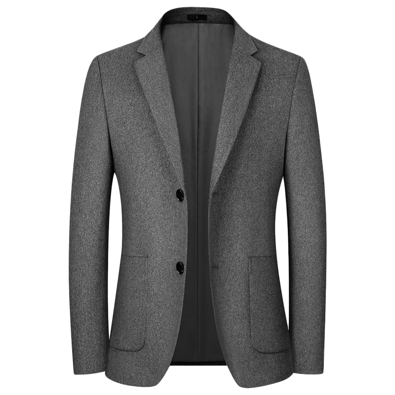 Men's Casual Wool Blend Sport Coat Vintage Slim Fit 2 Button Suit Jackets Single Breasted Blazer Overcoats (Grey,X-Large)