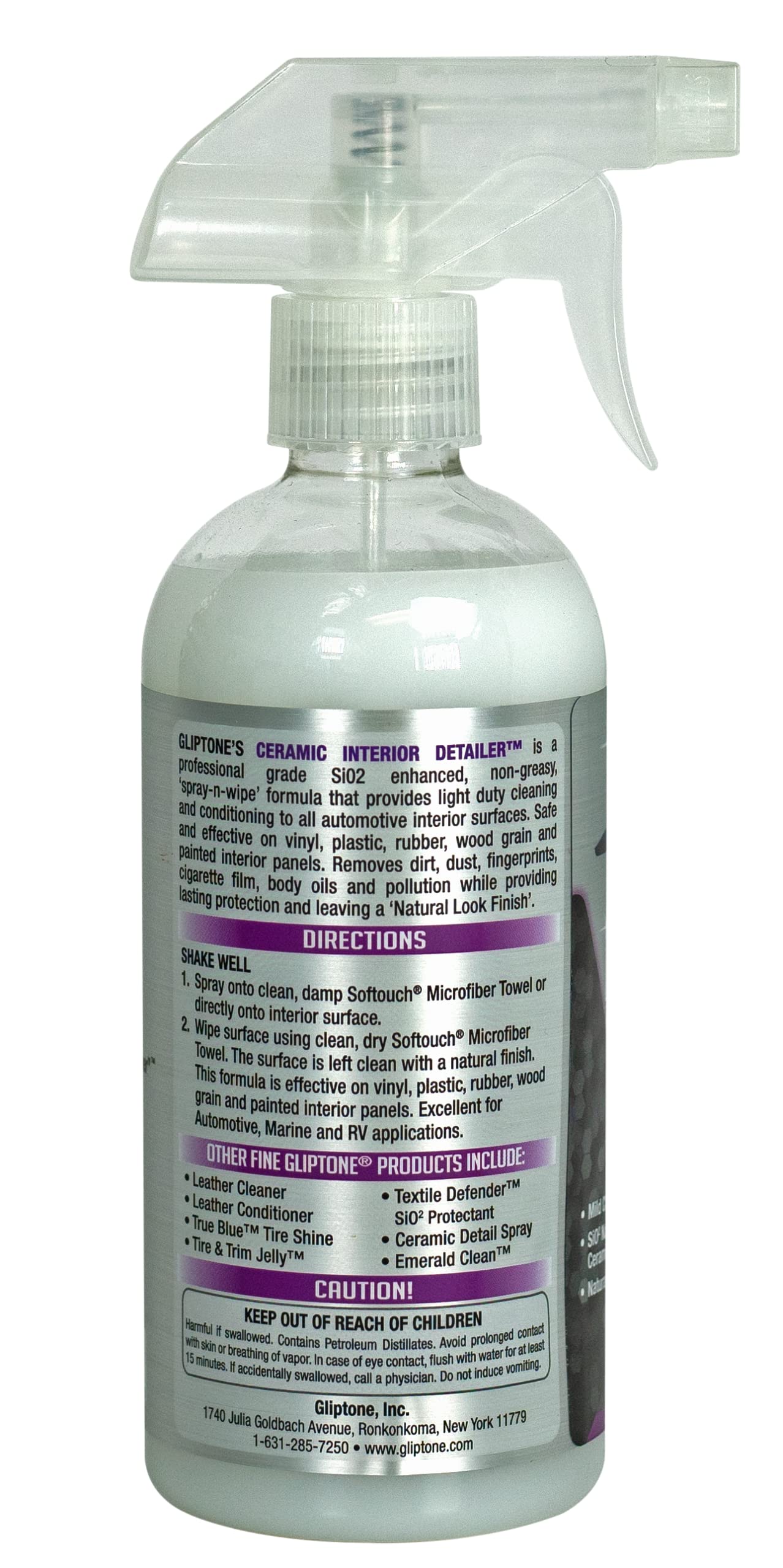 Gliptone Interior Automotive Quick Detailer Spray, Nano Ceramic Cleaner for use on Vinyl, Plastic, Rubber, Wood Grain and Painted Interior Panels,16 Fl Oz