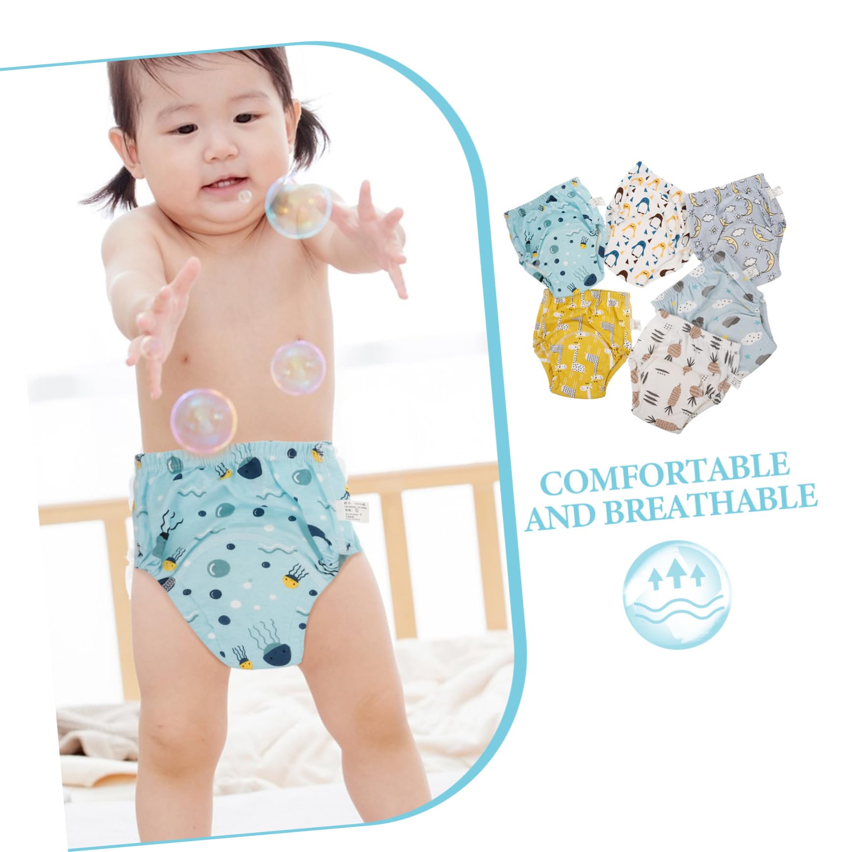 6 Stück-pack Wiederverwendbare Babywindelhosen aus Baumwolle Auslaufsicher Waschbar für 0-9kg Töpfchentraining für Babys