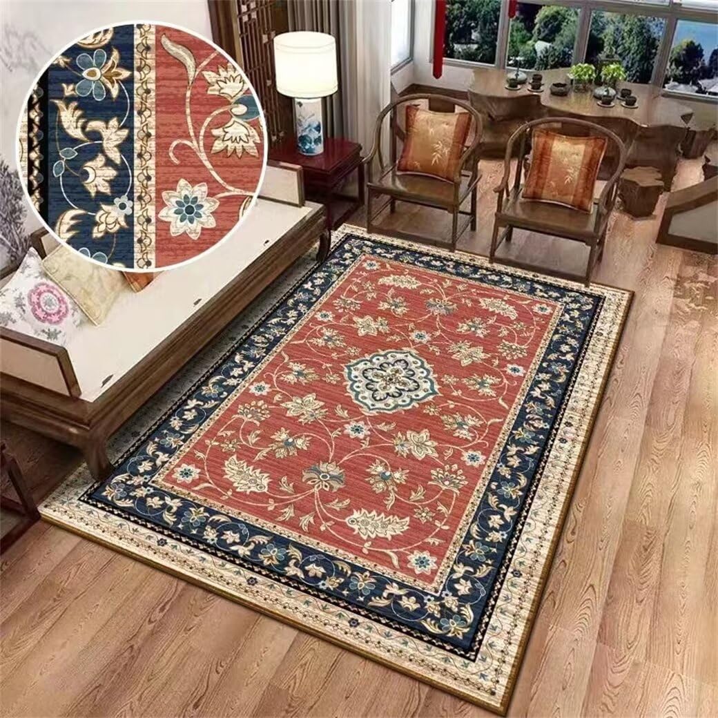 Tapis chambre ado rouge vintage pour créer un coin bureau tendance de 300x400cm