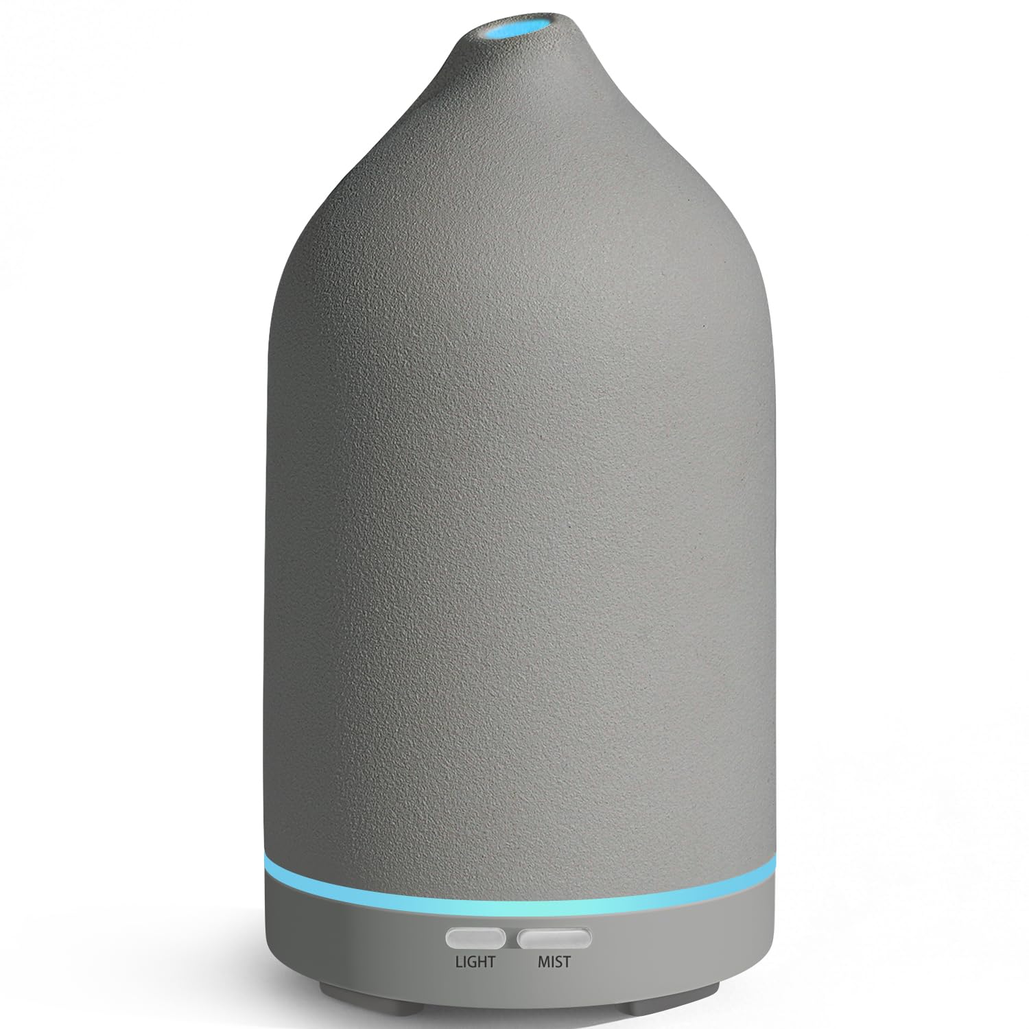 URPOWER Difusor de aceite esencial de 120 ml, difusor de aromaterapia, máquina de aceite con elegante diseño de cerámica gris, humidificador ultrasónico de niebla fría con 7 luces LED, apagado