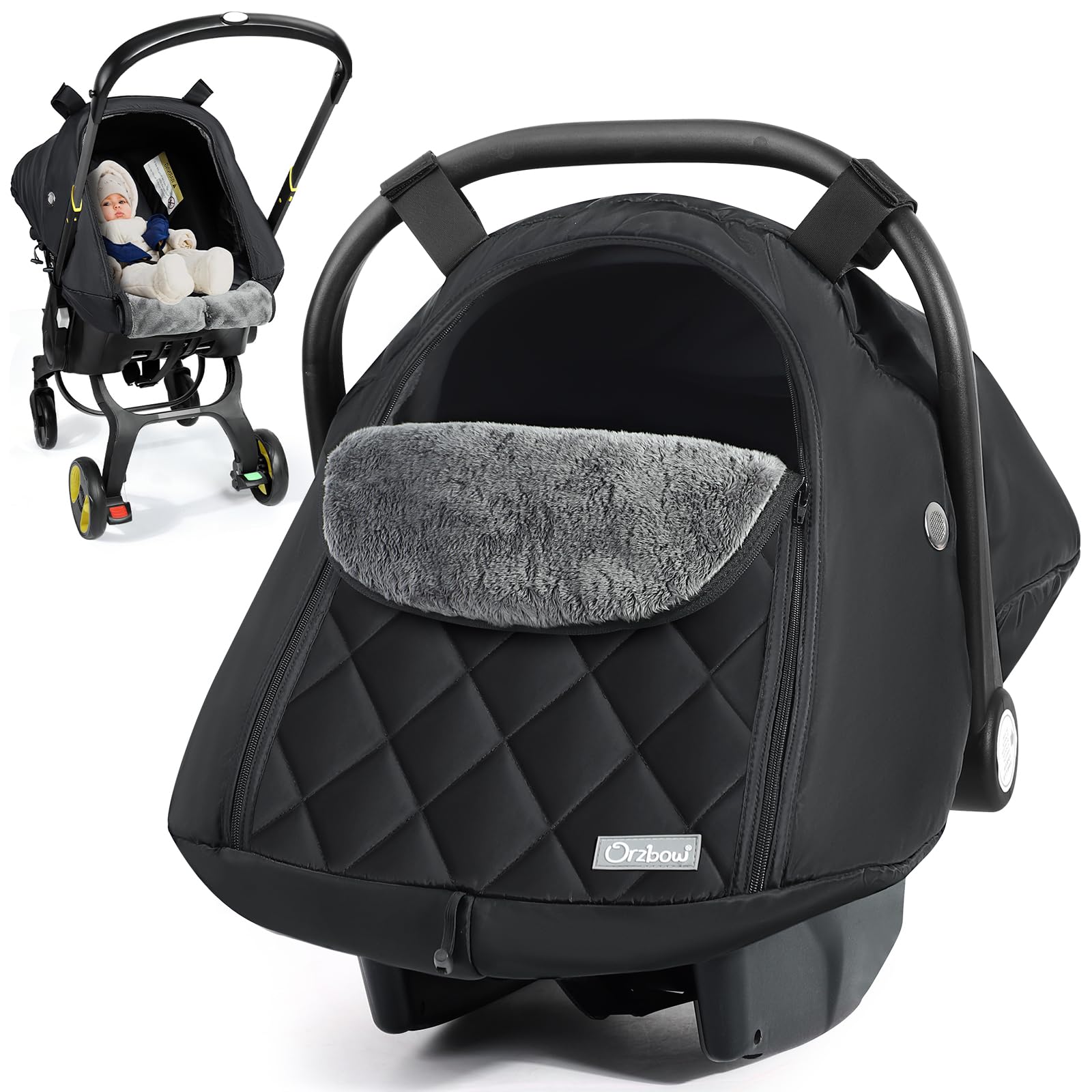 Orzbow Winter Car Seat Cover Baby - Waterproof Carseat Canopy, Black