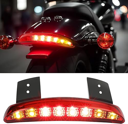 Miniatura 7 de Rich Choices Luz trasera de freno LED para motocicleta con guardabarros trasero cortado, placa de matrícula, luz trasera de parada, luz de