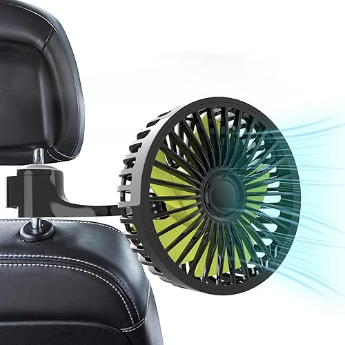 Trustnice Ventilador de coche portátil para asiento trasero 3 velocidades Strong Wind 5V Mini ventilador de asiento de coche con enchufe USB Potente