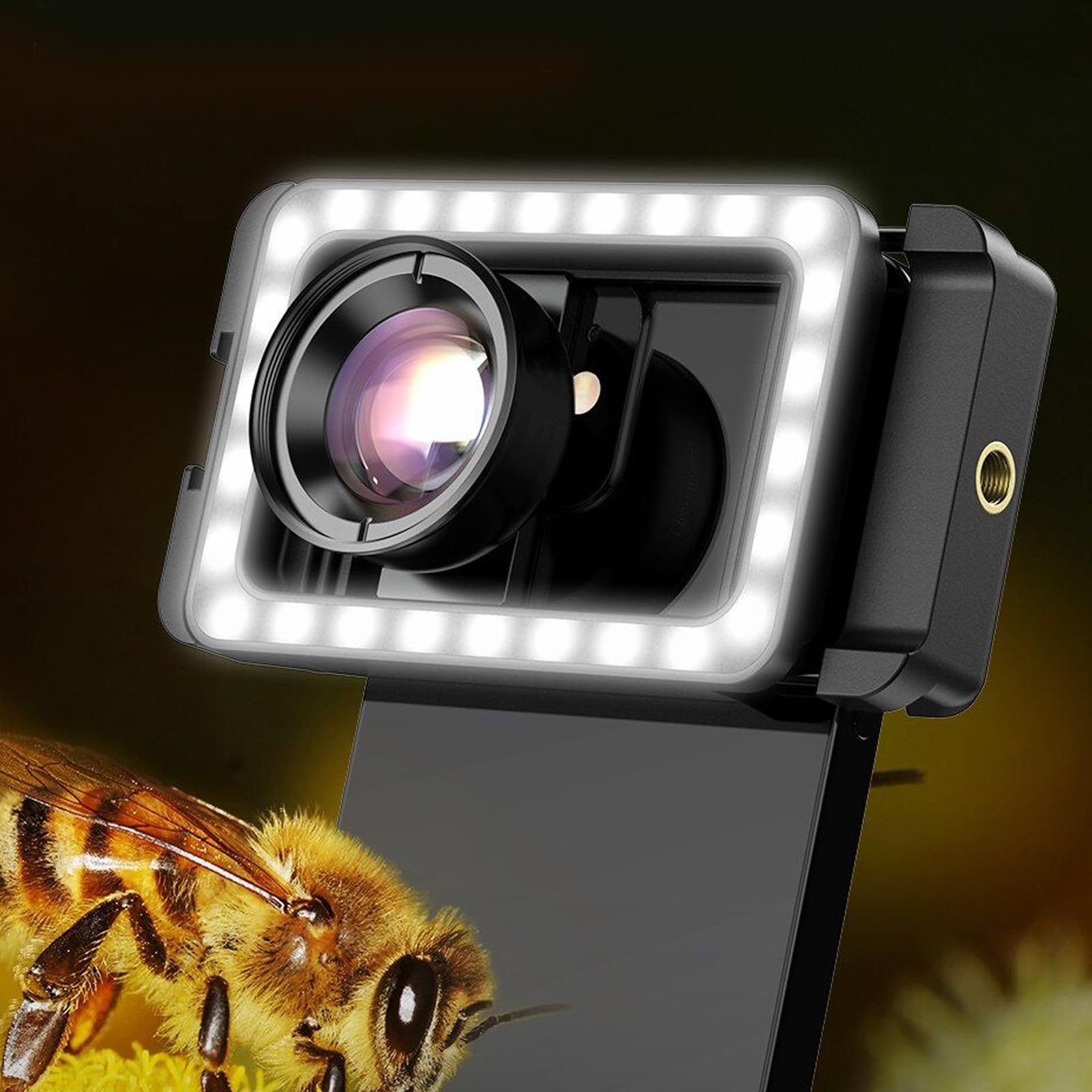 Obiektyw Makro 100 Mm, Obiektyw Makro do Fotografii Makro 10X ze światłem Wypełniającym LED, Przenośny Obiektyw Makro 4K HD, Uniwersalny Obiektyw Makro z Klipsem do Aparatu