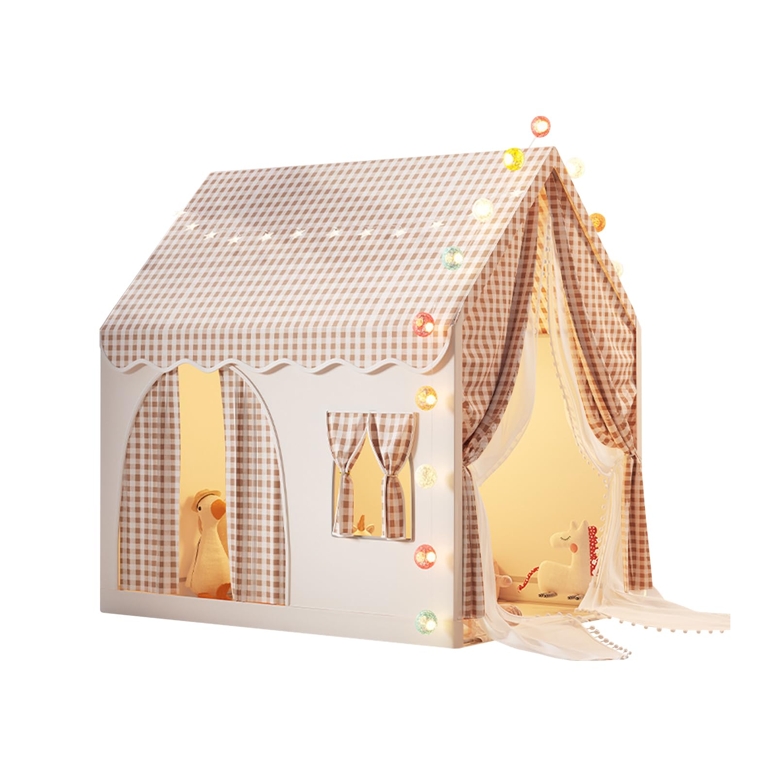 Ergocar Children's Tent Indoor Outdoor Double Door Castle Ball Light Colorful Flag Cloud Star Light Suitable For Toddler Children Boys And Girls