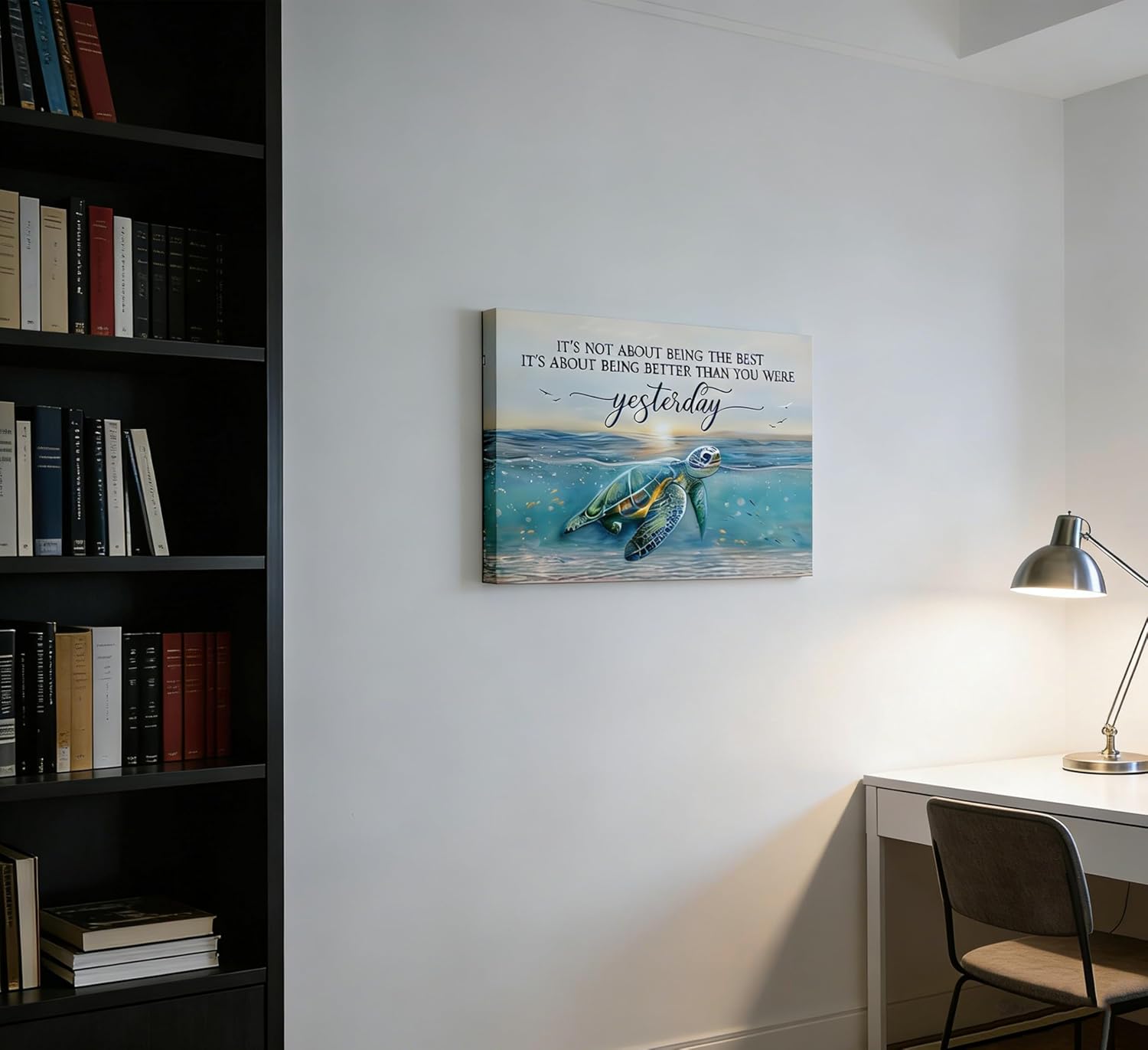 Turtle Canvas Wall Art Blue Ocean Beach Inspirational Painting Picture Wall Decor Sunset Coastal Turquoise Poster Print Artwork For Living Room Bedroom Bathroom Office Home Decoration