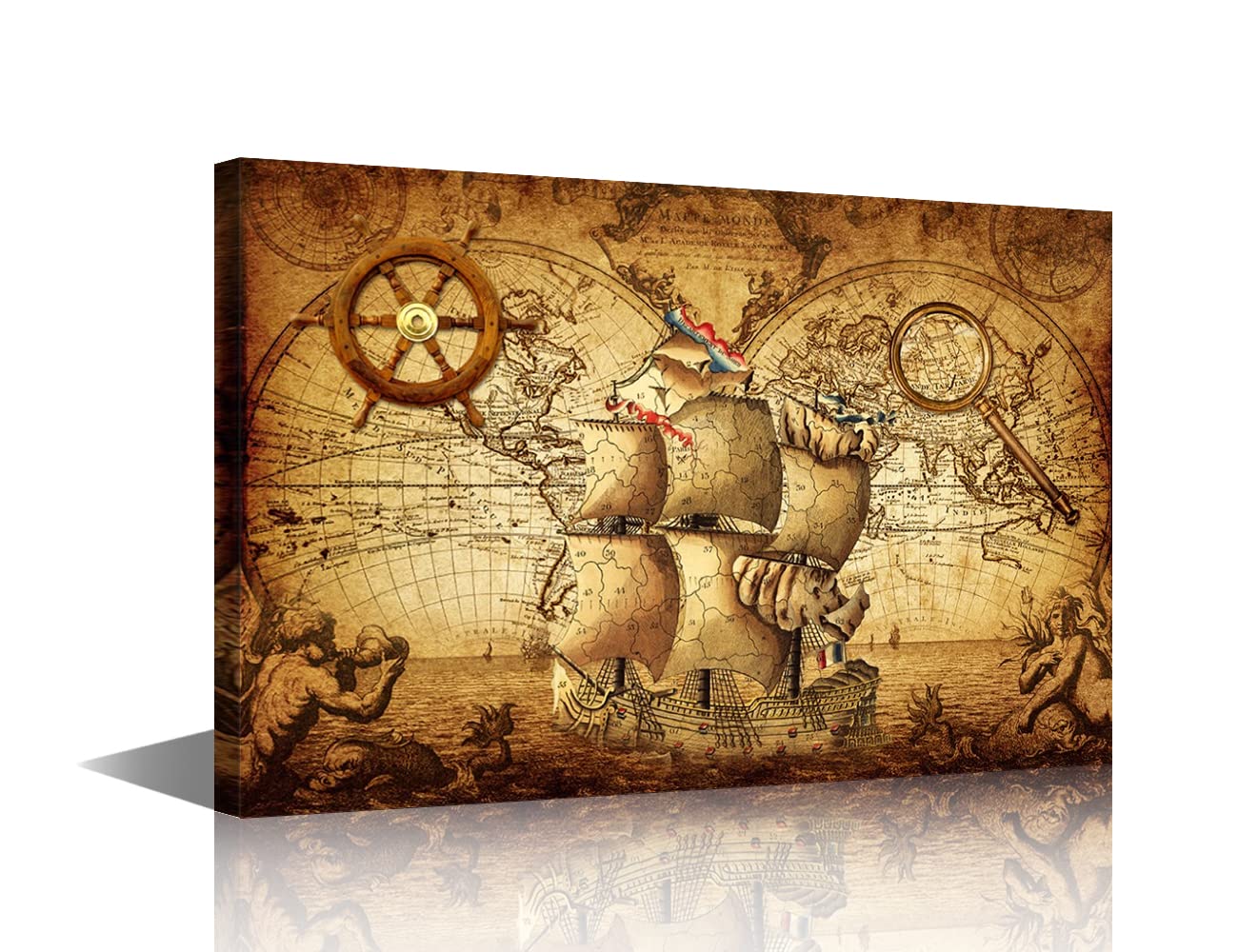 1 Panel Wall Art Historical Map Pictures for Living Room Statue of Liberty Artwork Sydney Opera House Paintings Prints Giclee House Modern Decor Wooden Framed Stretched Ready to Hang(12"Wx18"H)