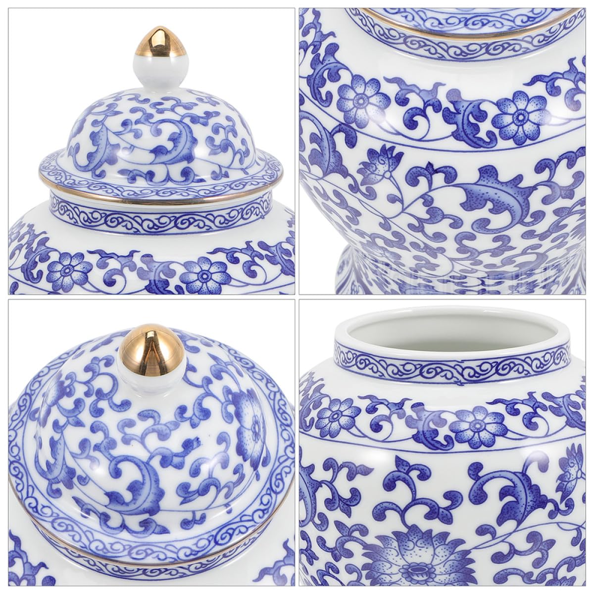 Tarro de Cerámica Azul 44 Oz para Almacenamiento de Té Suelto y Dulces Tapa, Adecuado para Uso en Cocina y Espacio de Trabajo