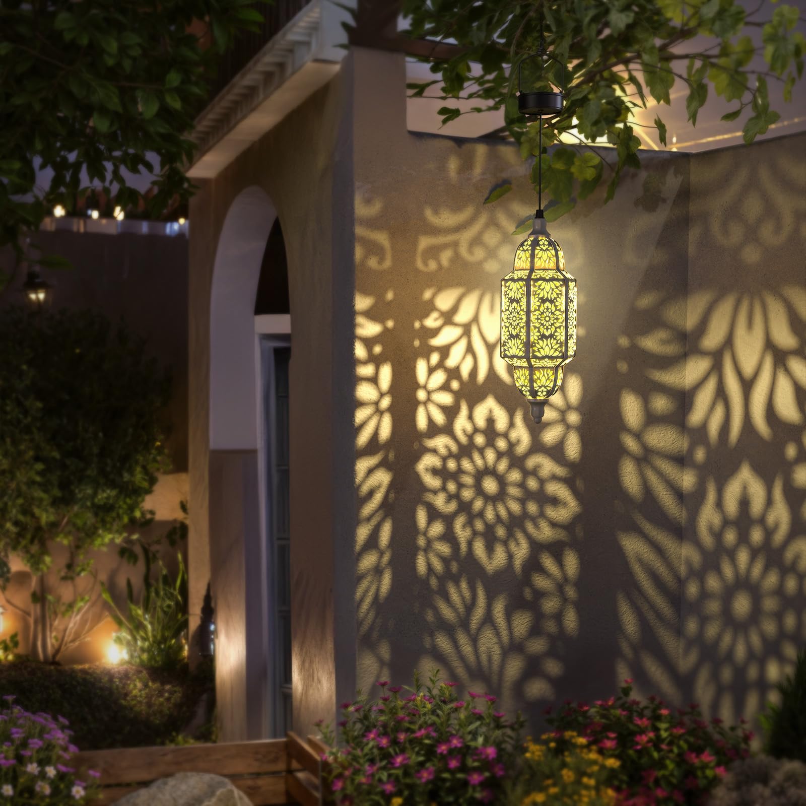 Lanterne Solaire Marocaine à Suspendre Pour Décoration Extérieure, Lampes Solaires à Suspendre En Métal étanche Pour Cour, Terrasse, Pelouse, Porche, Cadeau De Pendaison De Crémaillère Unique (longue